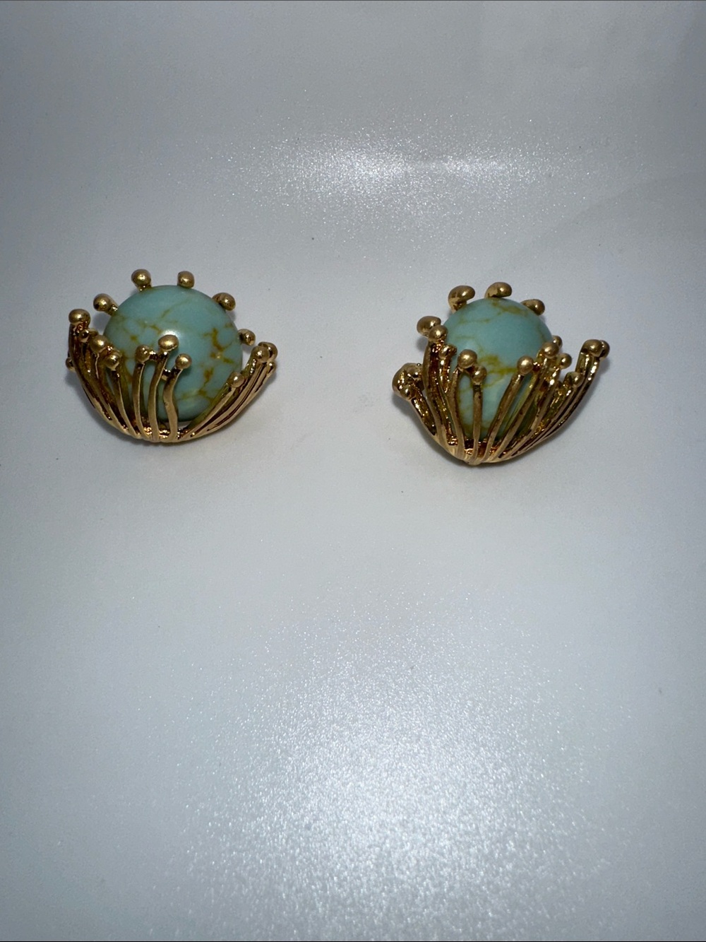 Gold-Tone Turquoise Orb Stud Earrings - Women Jewelry